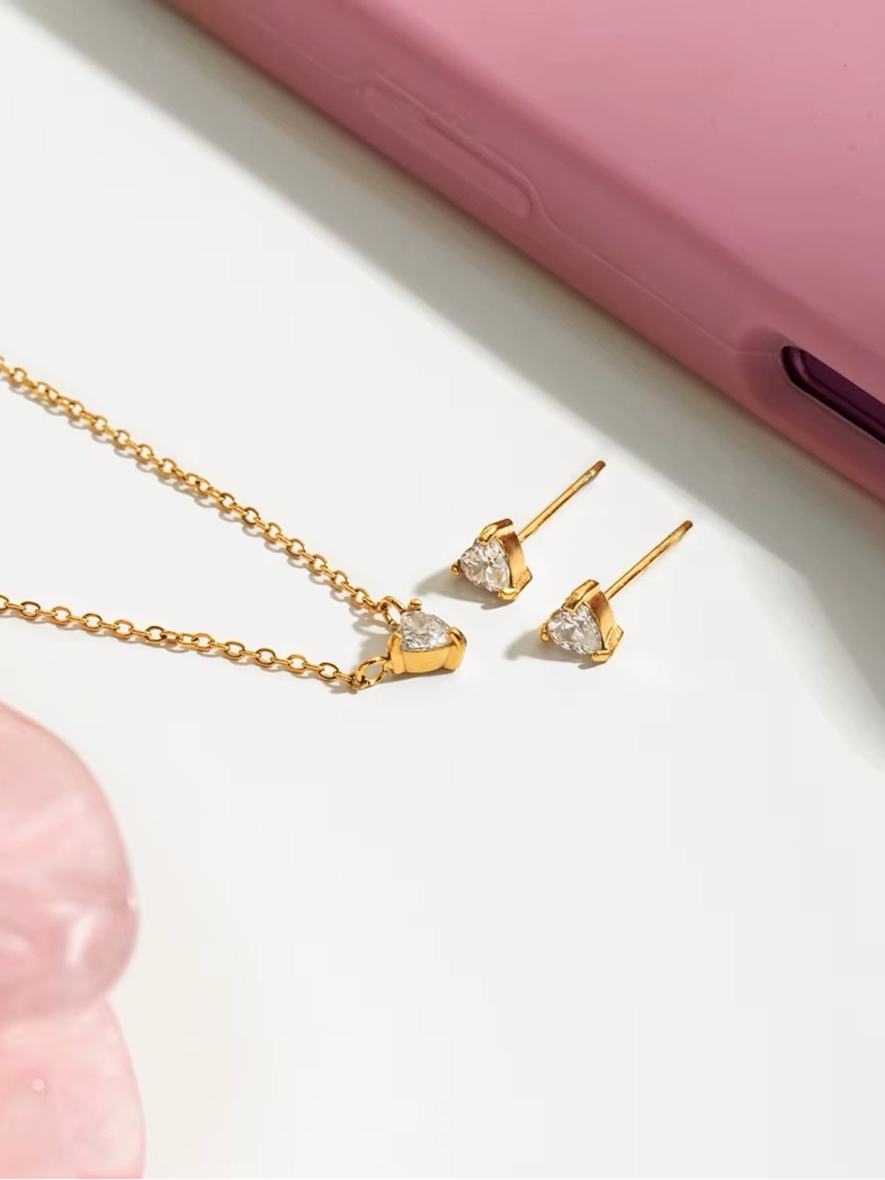 18K Gold Plated Necklace and Earring Set - Picture 5 of 10